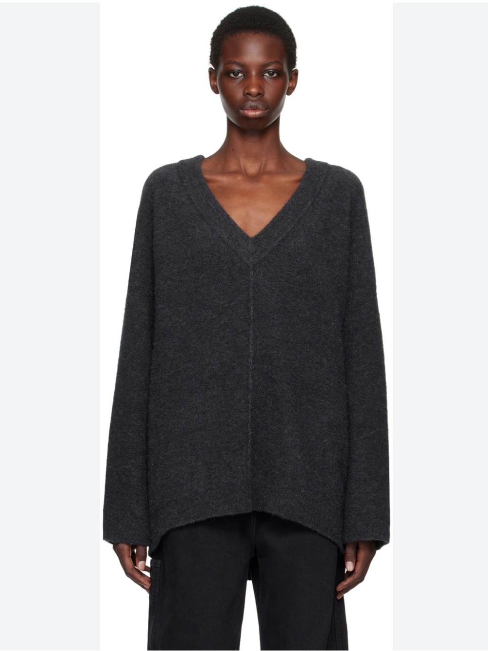 Lauren Manoogian Charcoal V-Neck Oversized Sweater